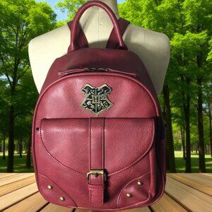Hogwarts House Maroon Harry Potter Faux Leather Backpack Purse School Bag